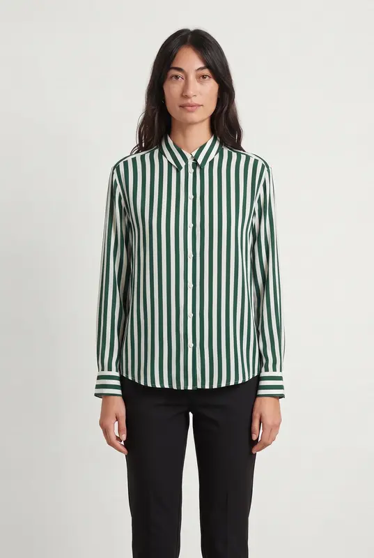 Chemise Rayée Verte et Blanche - Taille M/38
