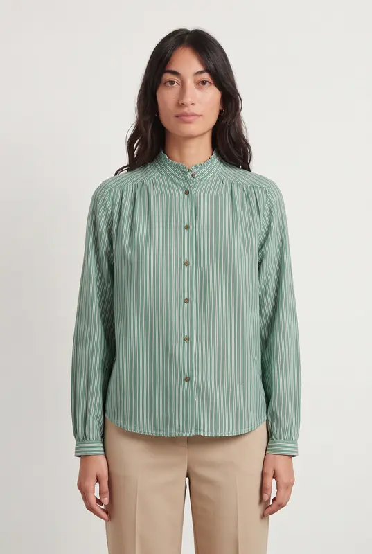 Chemise Rayée Verte et Blanche - Taille S/36