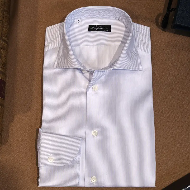 Chemise rayure en twill bleu et blanc