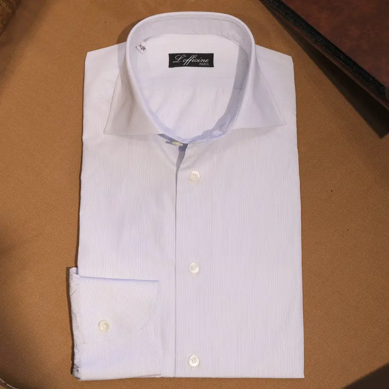 Chemise rayures milleraies bleu et blanc