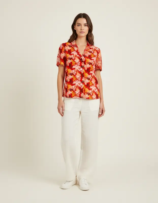 Chemise rouge à motifs - Taille S/36