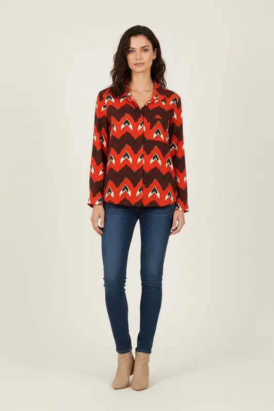 Chemise Rouge et Marron - Taille XS/34