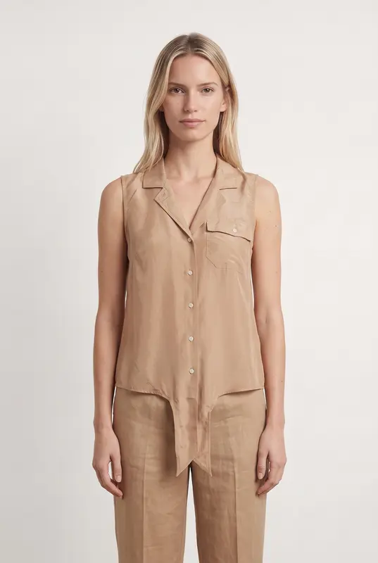 Chemise Sans Manches Beige - Taille S/36