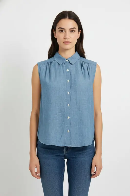 Chemise Sans Manches Bleue - Taille M/38