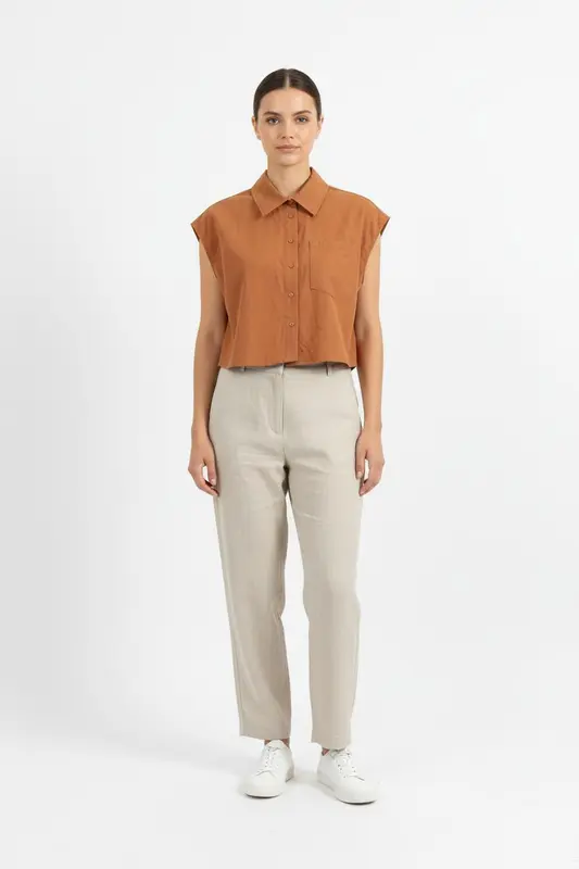 Chemise Sans Manches Orange - Taille XS/34