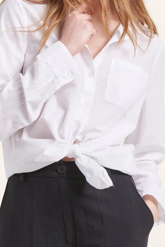 Chemise unie blanche en voile de coton - XS/34