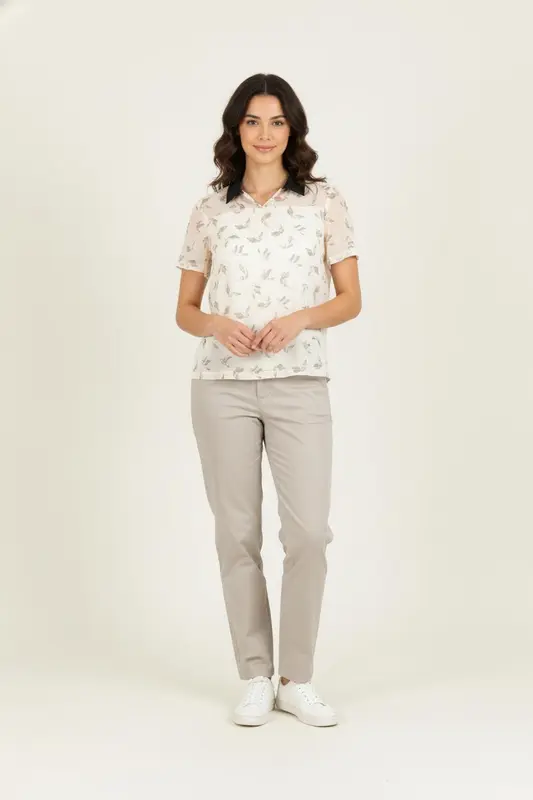 Chemisier Beige et Noir - Taille XS/34