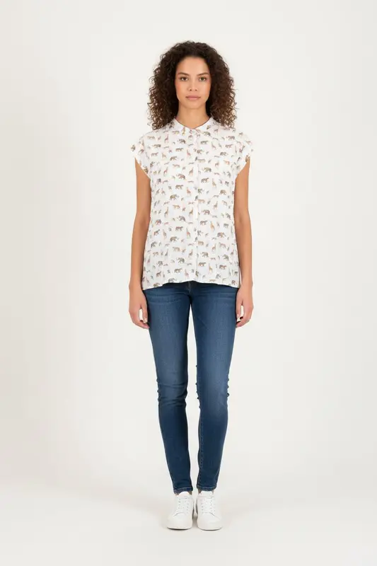 Chemisier Blanc et Marron - Taille M/38