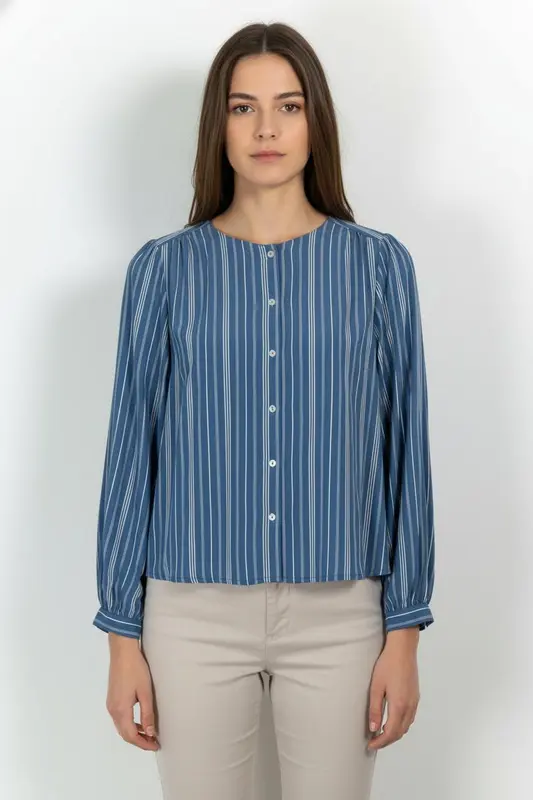 Chemisier Bleu et Blanc - Taille M/38