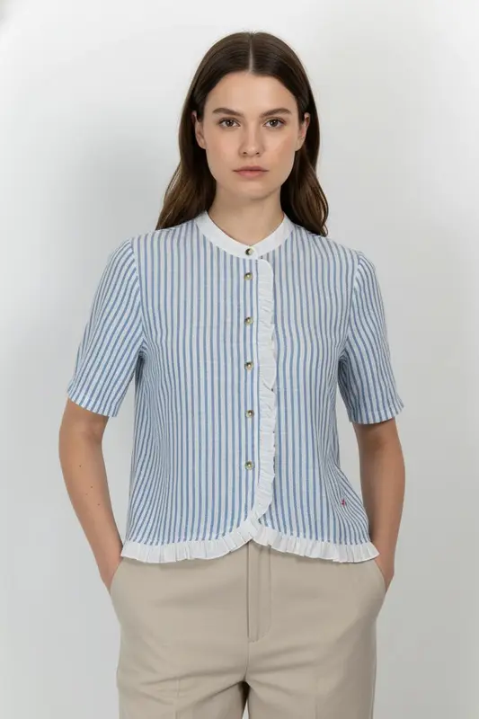Chemisier Bleu et Blanc - Taille S/36