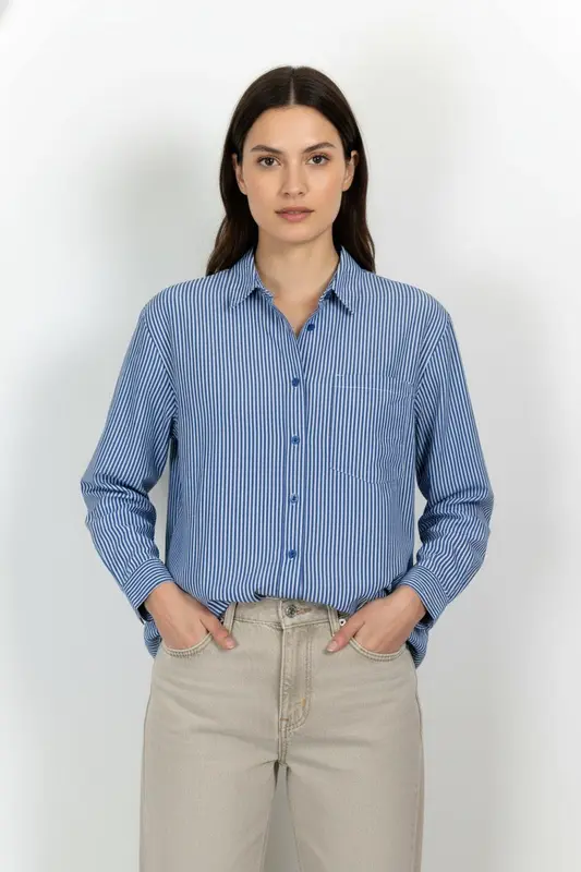 Chemisier Bleu et Blanc - Taille XL/42