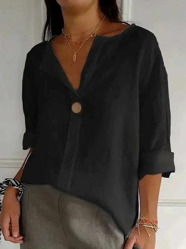 Chemisier col V femme boutonné devant