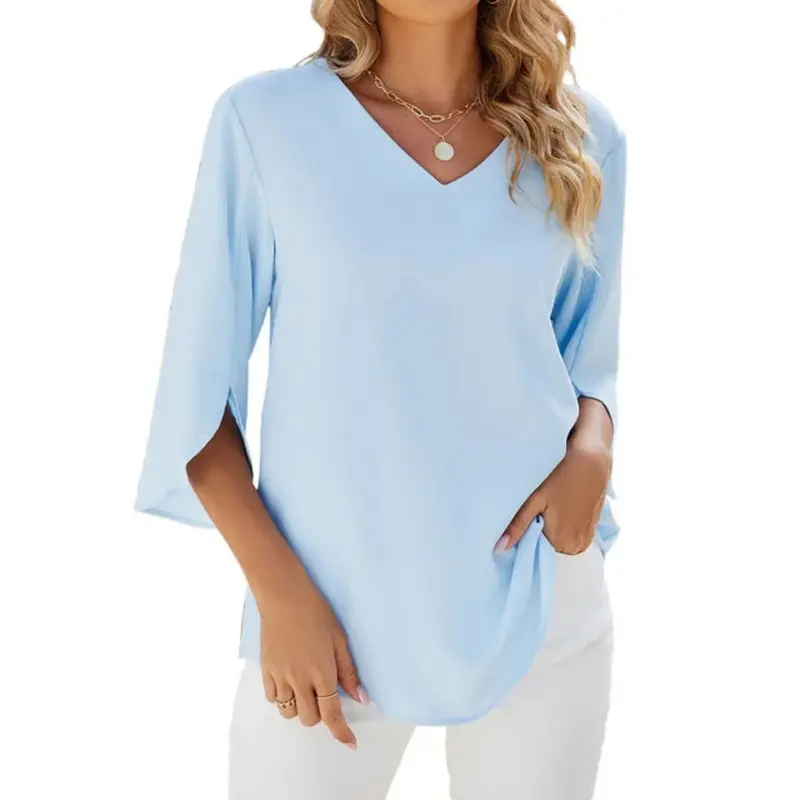 Chemisier col V femme manches cloche larges