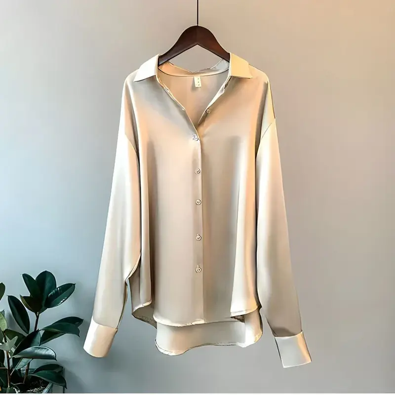 Chemisier femme boutonné manches longues col rabattu