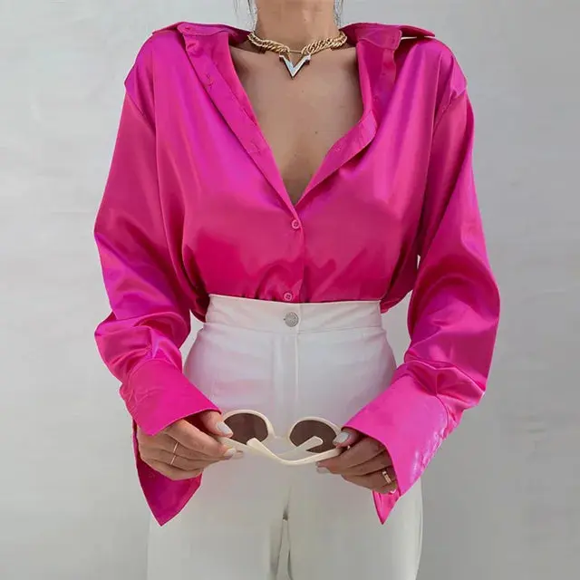 Chemisier femme manches longues col classique boutonné