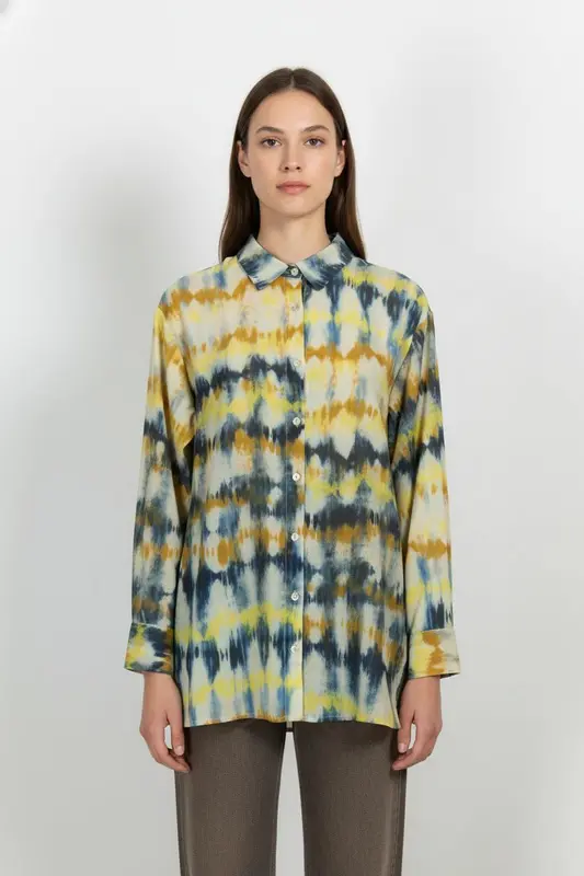 Chemisier Jaune et Bleu - Taille XL/42