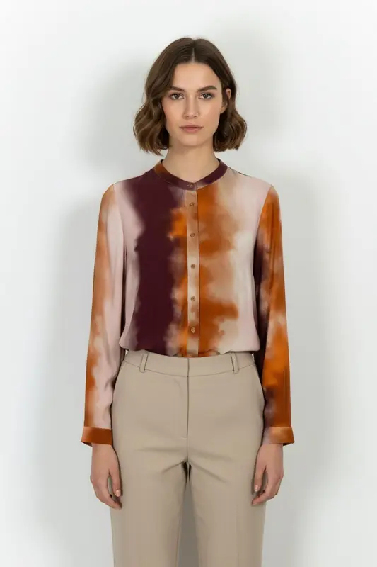 Chemisier Marron et Orange - Taille L/40