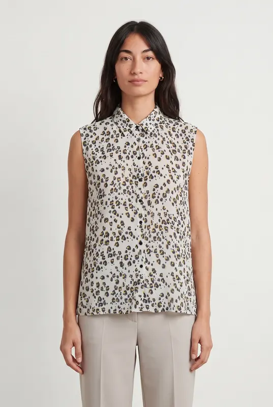 Chemisier Sans Manches Blanc et Noir - Taille S/36
