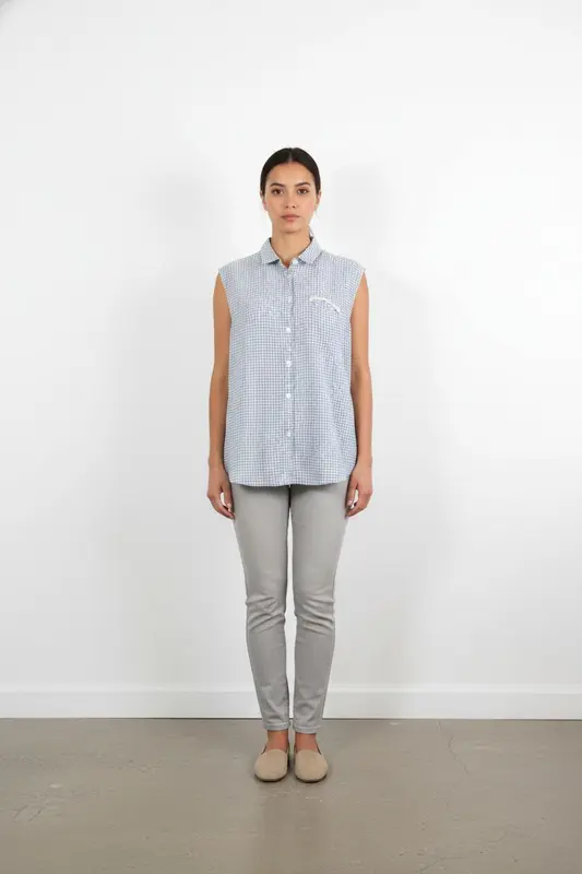 Chemisier Sans Manches Bleu et Blanc - Taille M/38