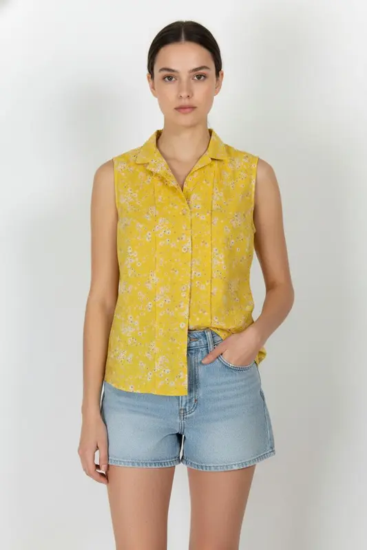 Chemisier Sans Manches Jaune - Taille L/40