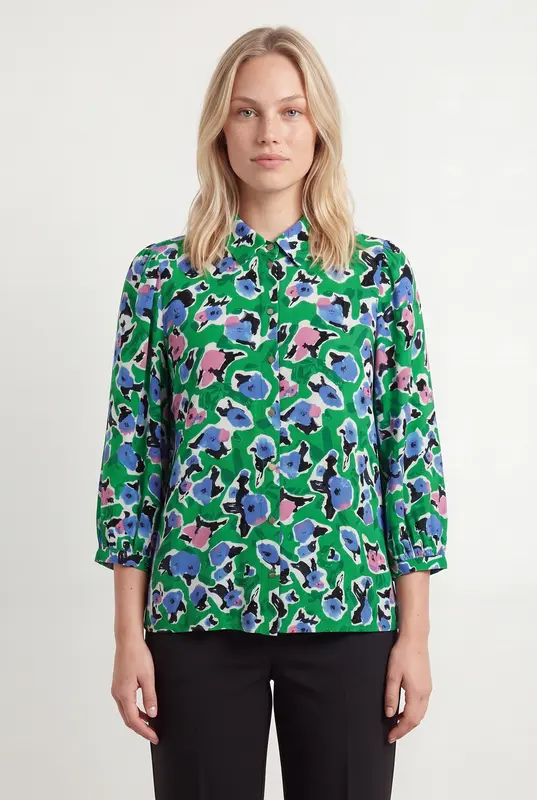 Chemisier Vert et Bleu - Taille L/40