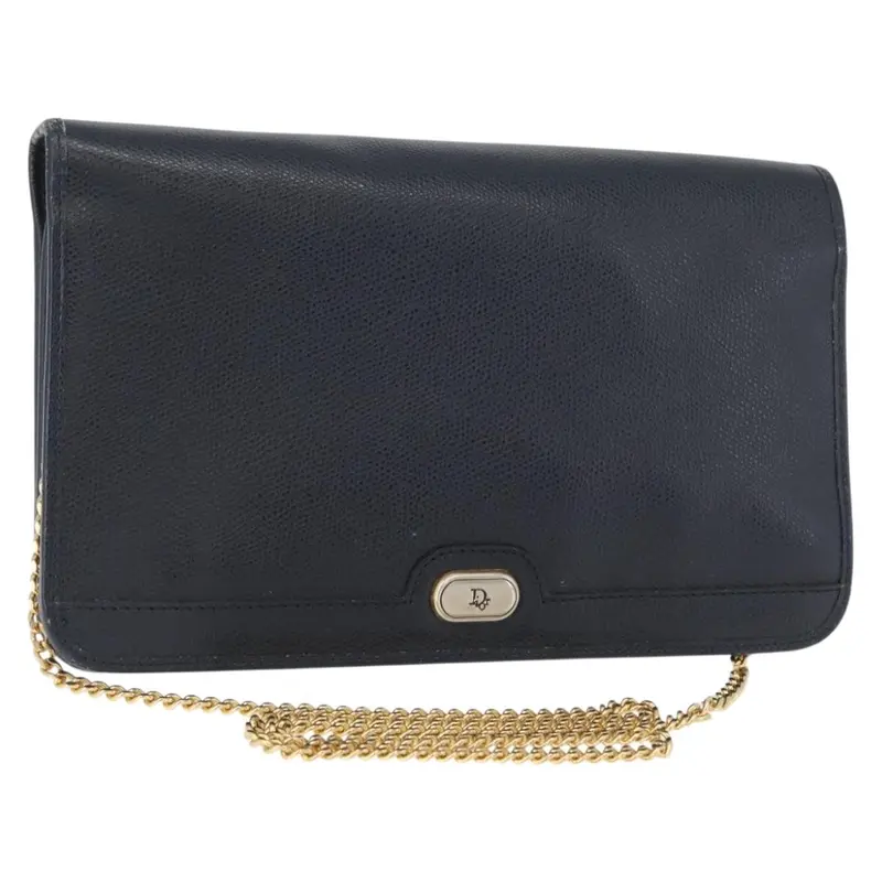 Christian Dior Vintage Chain Flap Shoulder Bag Leather