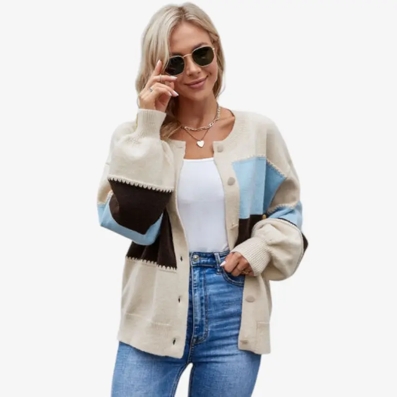 Claire – Cardigan Manches Longues Avec Boutons Et Col Rond