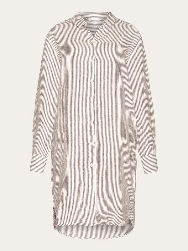 Classic striped linen dress - GOTS/Vegan - Brown stripe