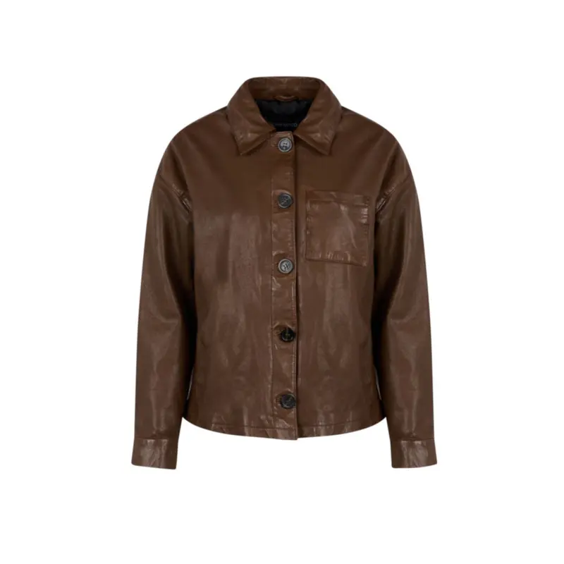 CLAUDIE (REF. 65162) NOISETTE - BLOUSON EN CUIR EFFET LAVÉ