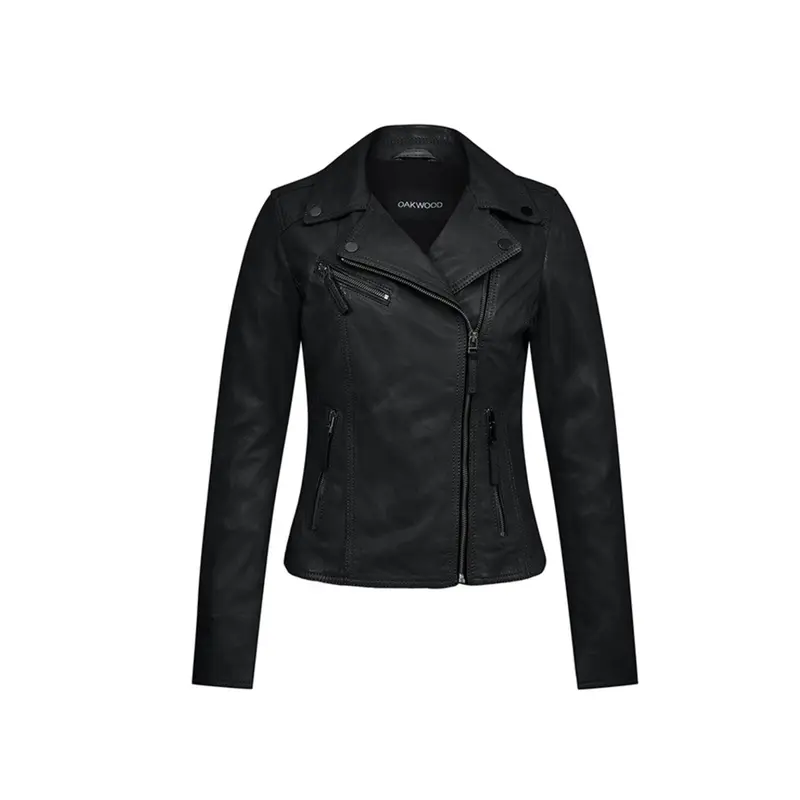 CLIPS (REF. 64624) NOIR - BLOUSON ASYMETRIQUE EPURE EN CUIR