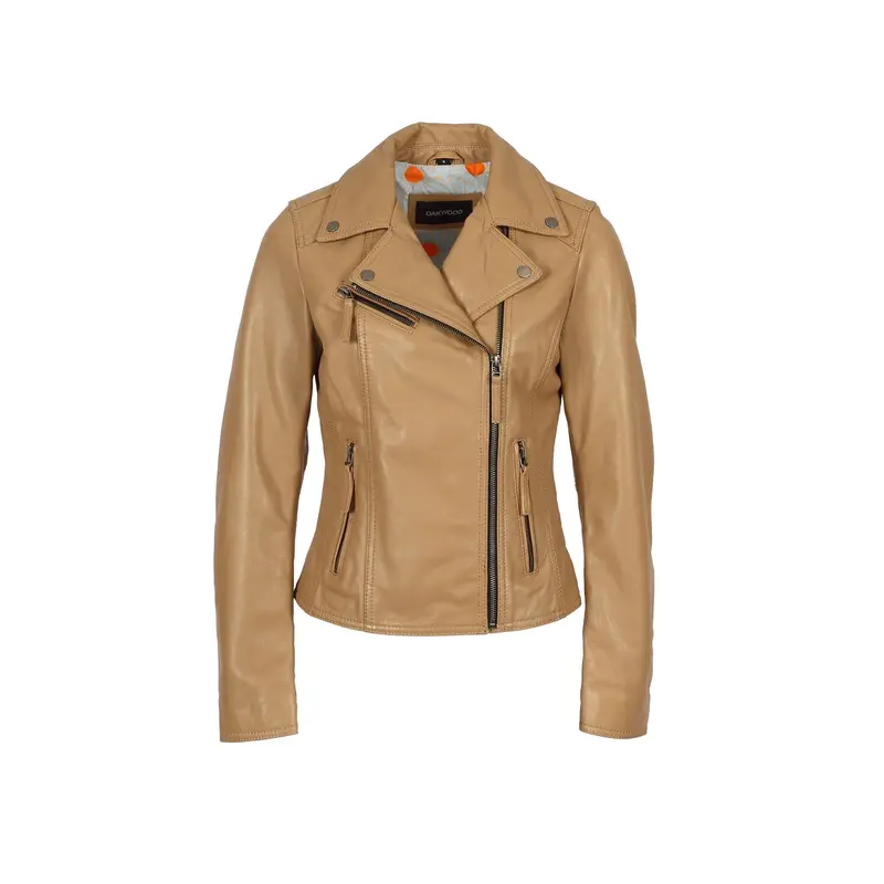 CLIPS (REF. 64624) NOISETTE - BLOUSON ASYMETRIQUE EN CUIR