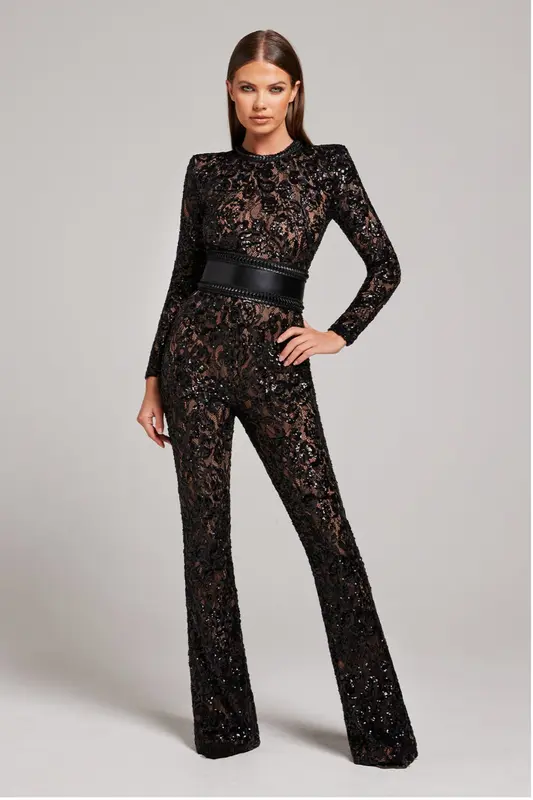 Combinaison femme manches longues encolure ronde