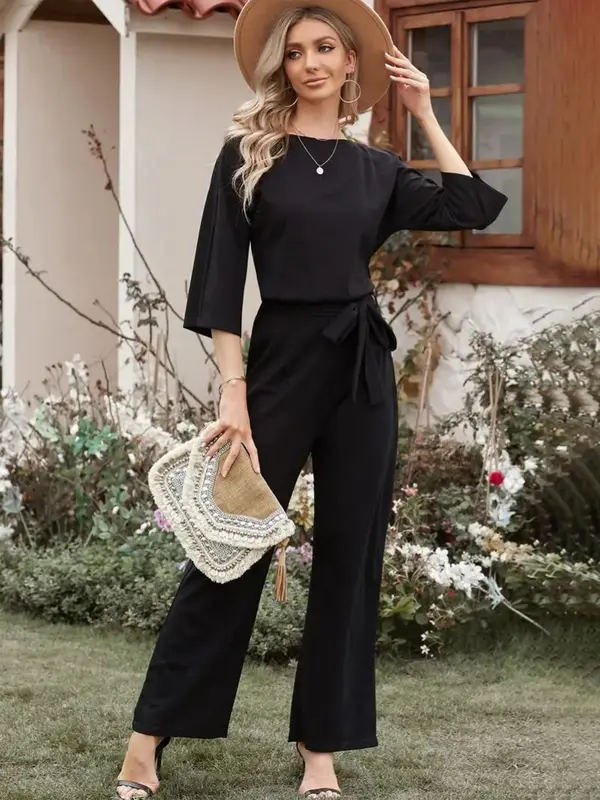 Combinaison femme taille ceinturée élégante