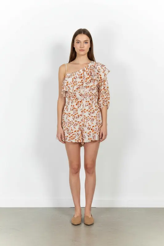 Combishort Blanc et Orange - Taille XS/34