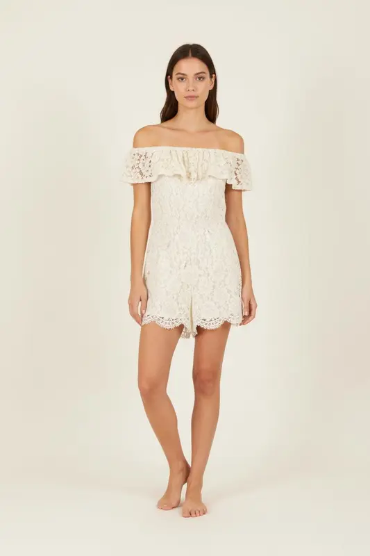 Combishort blanche avec dentelle - Taille S/36