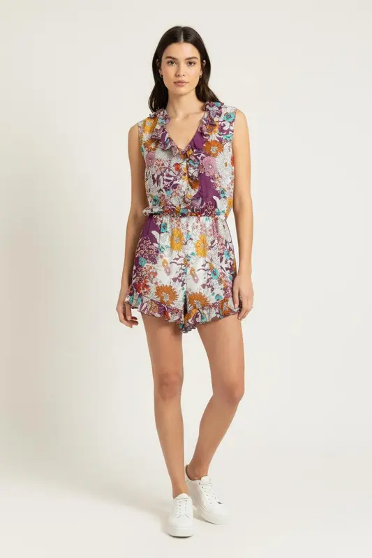 Combishort Violet et Blanc - Taille S/36