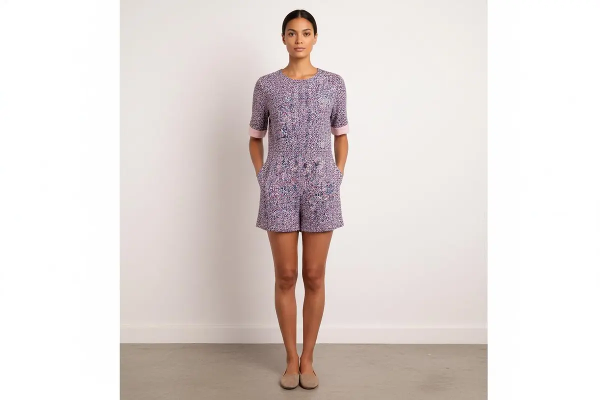 Combishort Violette et Rose - Taille L/40