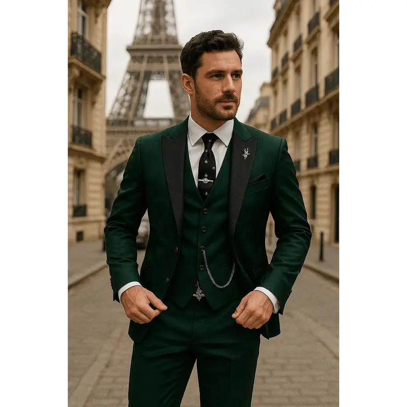 Costume 3 pièces homme coupe slim, blazer, gilet et pantalon