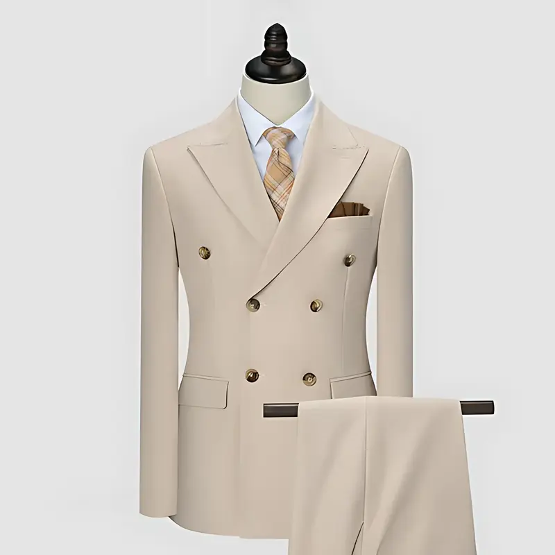 Costume croisé homme à revers pointus, mariage printemps-été