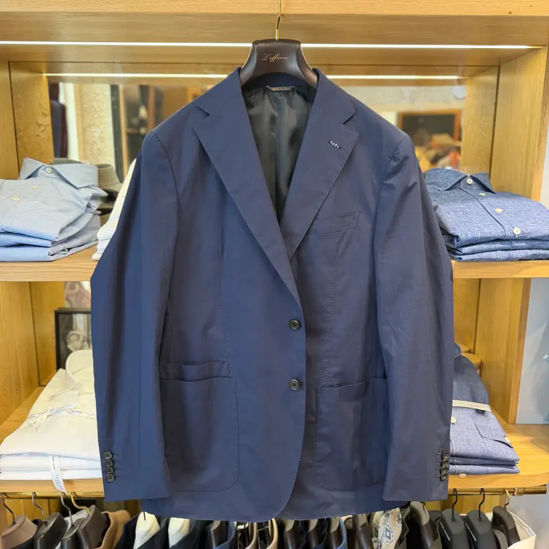 costume déstructuré bleu marine en coton « parachute »