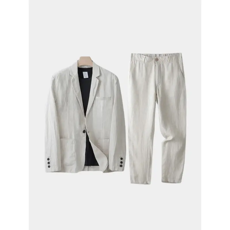 Costume homme en lin et coton, deux pièces léger et respirant