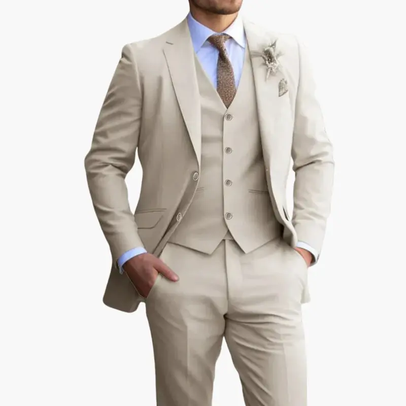 Costume homme trois pièces slim fit, tissu toutes saisons
