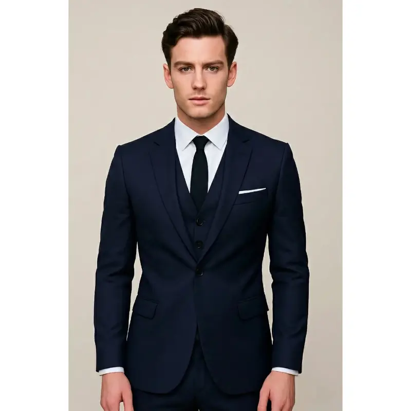 Costume trois pièces homme slim, boutonnage simple élégant