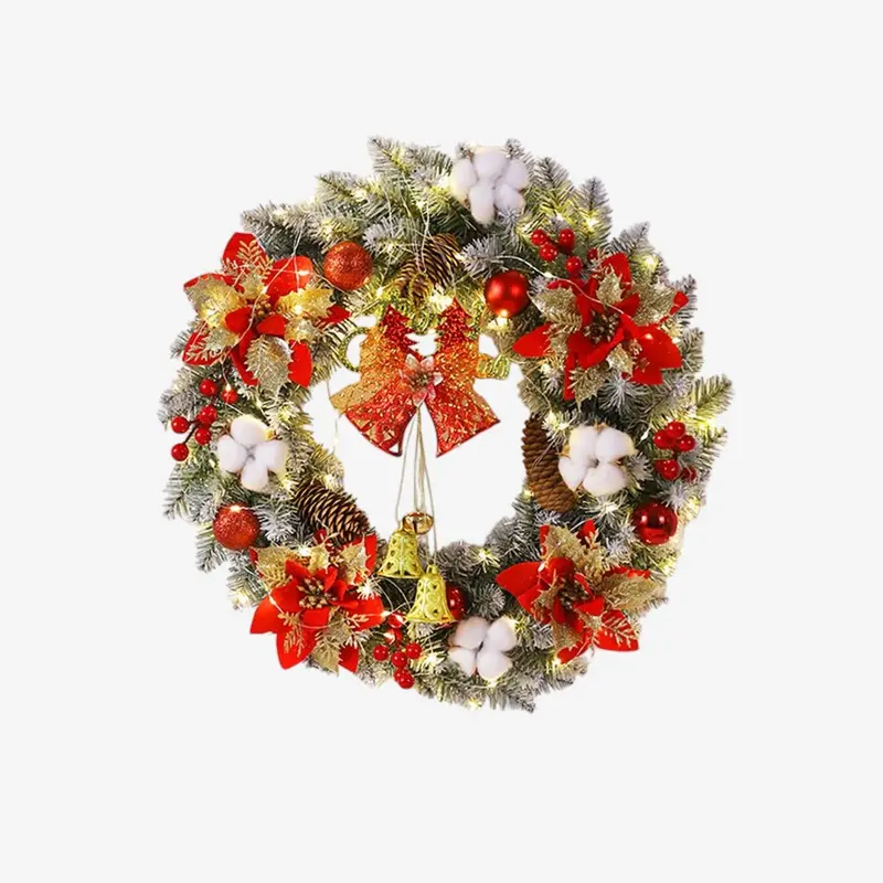 Couronne de Noël LED classique avec cloches