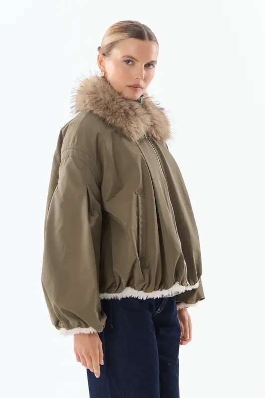 COURTNEY - Parka avec col en fausse fourrure