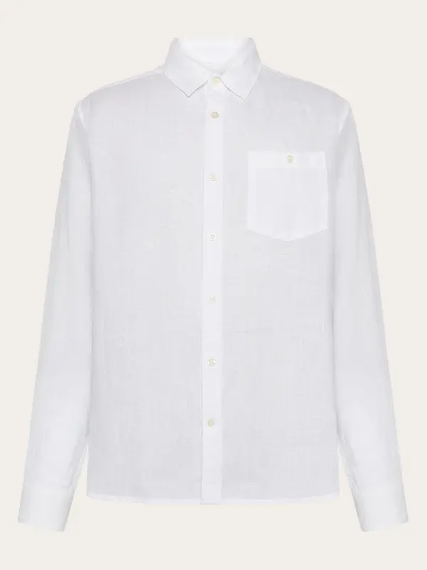 Custom fit linen shirt - Bright White