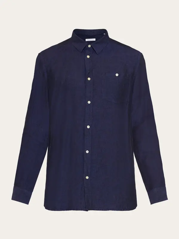 Custom fit linen shirt - Yarndyed Total Eclipse