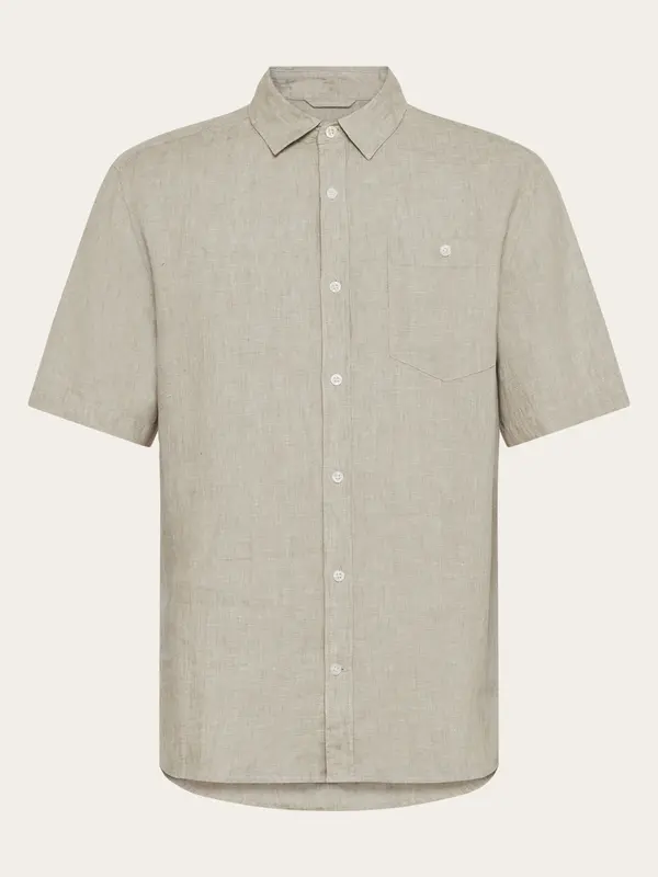 Custom fit linen short sleeve shirt - Yarndyed Twill
