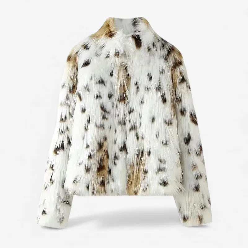 Dames leopard print jas van imitatiebont