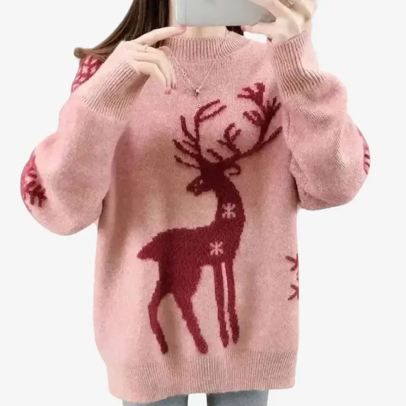 Dames Trui met All-Over Print en Losse Pasvorm